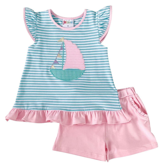 Sailboat Applique Flutter Short Set