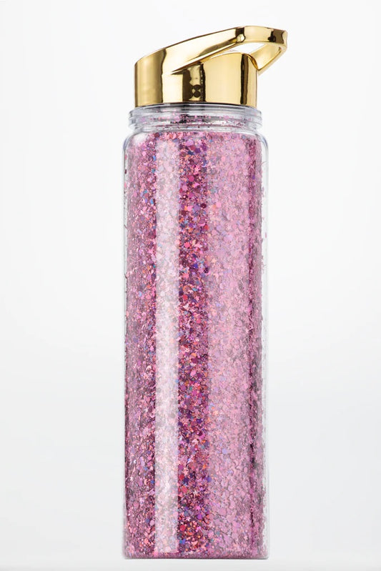 Pink glitter water bottle