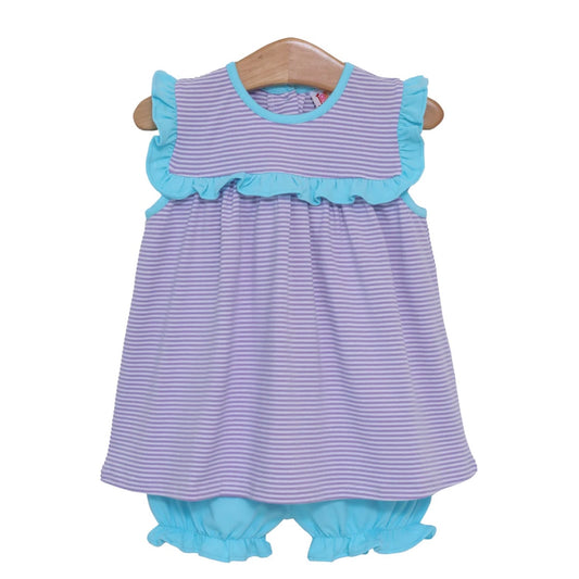 Bella Bloomer Set- Lavender Stripe and Aqua