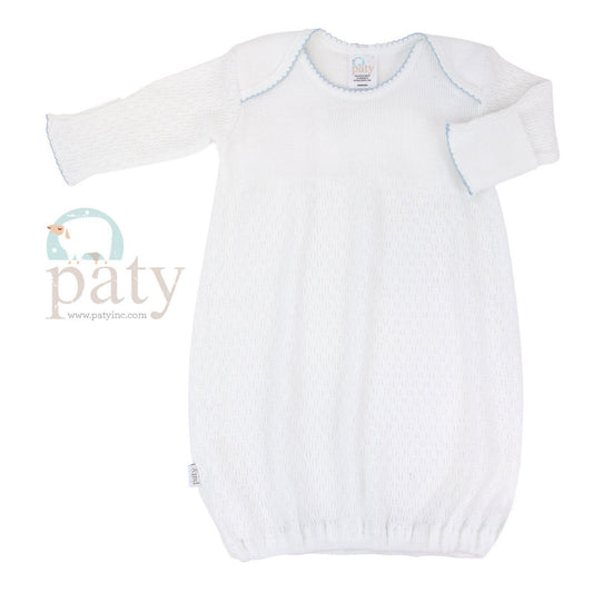 Paty White/Blue Trim Gown