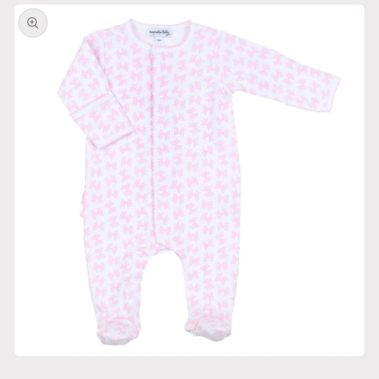 Gingham Bow Pink Printed Ruffle Footie