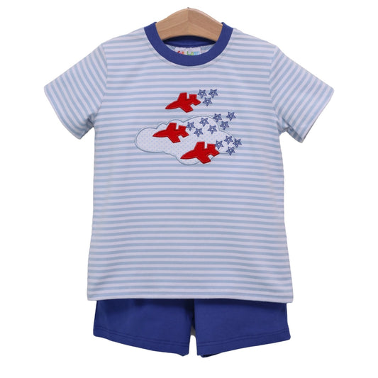Fighter Jet Applique Short Set