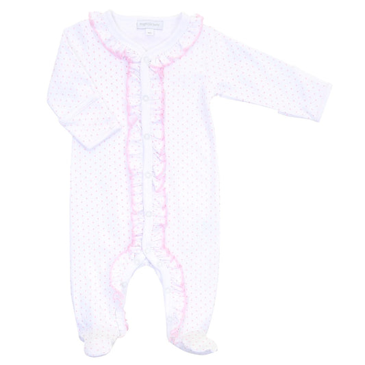 ESSENTIALS PINK MINI DOT RUFFLE FOOTIE