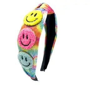 Tie Dye Smiley Knot Headband