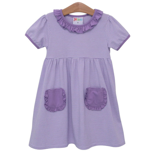 Eleanor Dress Lavender Stripe