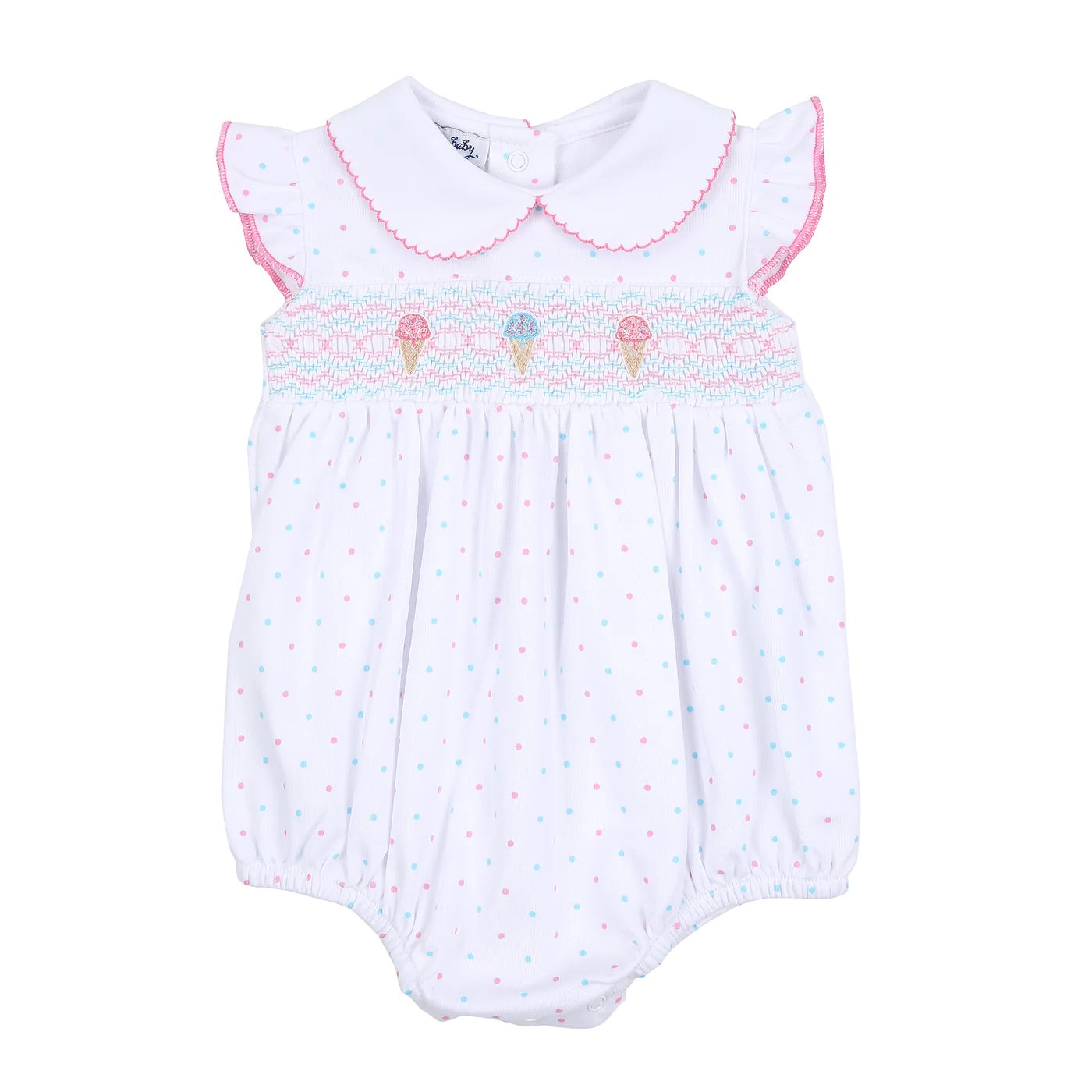 Ice Cream Classic Smocked Collared Bubble