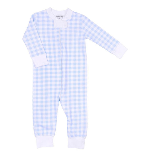 Baby Checks Blue Zipped Pajamas