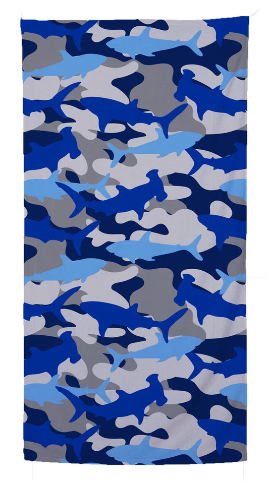 Blue Shark Camo Microfiber Towel