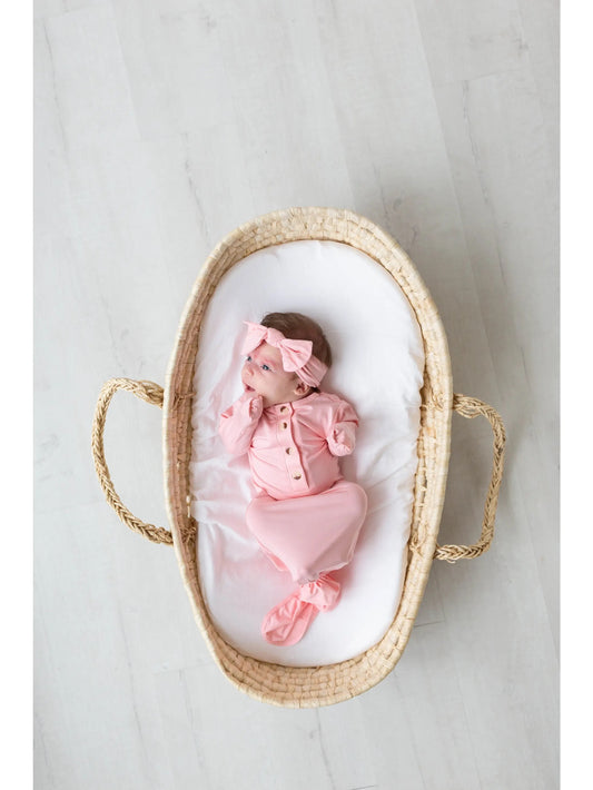 Knotted Baby Gown Set (Newborn - 3 Mo.) -Pink