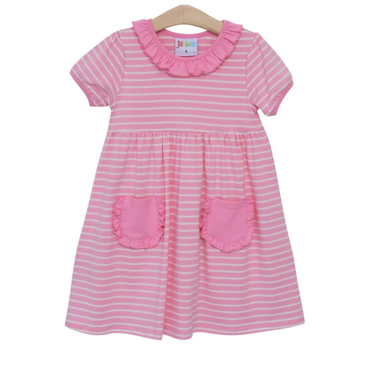 Eleanor Dress Wide Pink Stripe