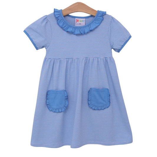 Eleanor Dress Cornflower Blue Stripe