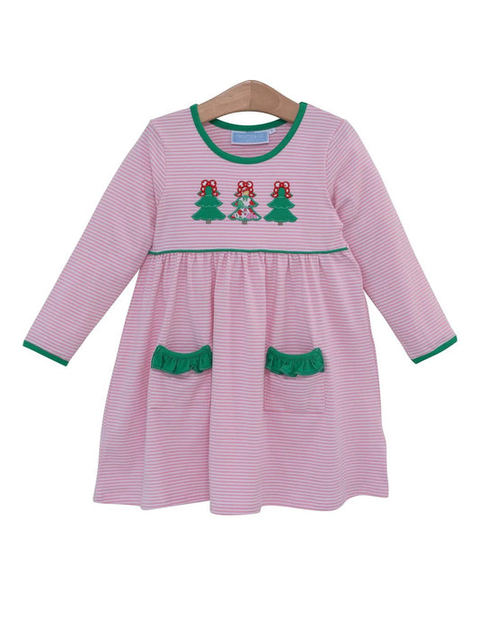 CHRISTMAS TREES APPLIQUE DRESS