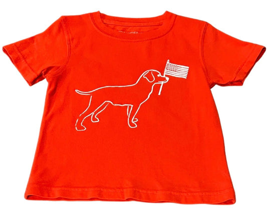 Mustard & Ketchup Kids Red Dog with US Flag T-Shirt