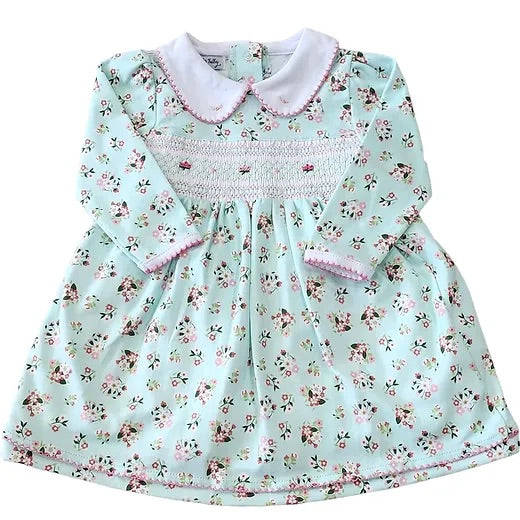 Aurora Classic Smocked Collared Printed Dress