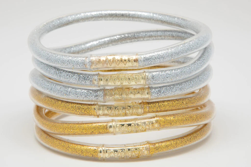 Metallic Gold Silver Bangles Waterproof for Girls - Jewelry