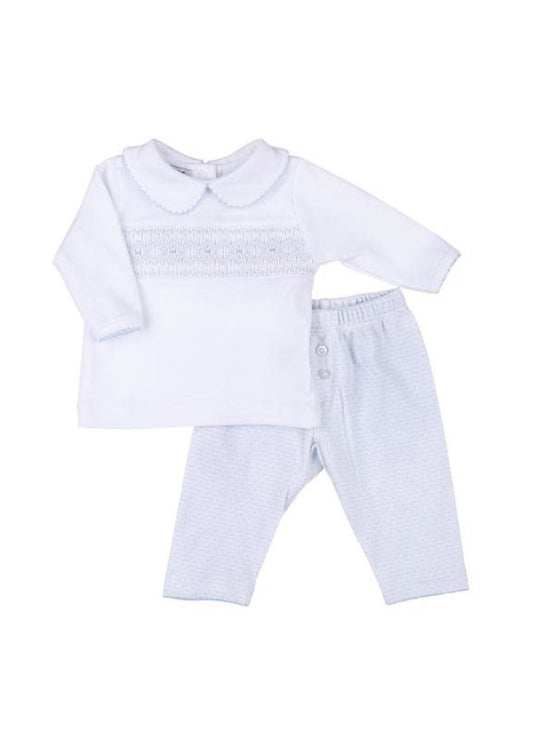 Hazel & Hugo Blue Smocked Pant Set